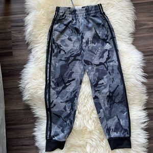 Kids black/grey camo Adidas Joggers